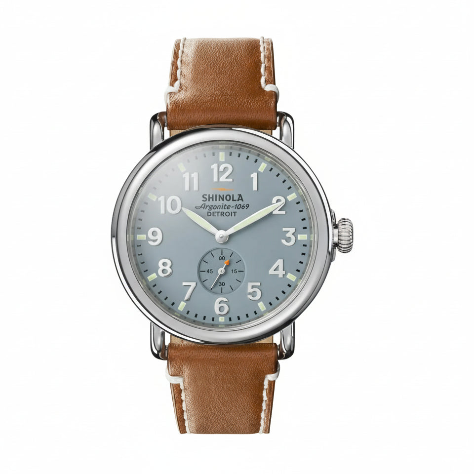 Shinola Runwell Argonite 1069 quartz 41mm gray blue strap - Shami Fine Watchmaking & Jewelry