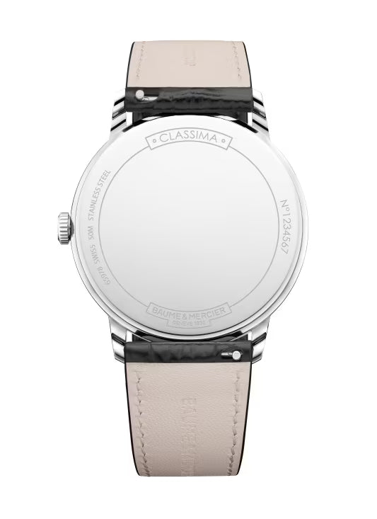 Classima 10881 40mm Steel Case & Bezel & Back, Quartz, Black Sun Dial, Leather