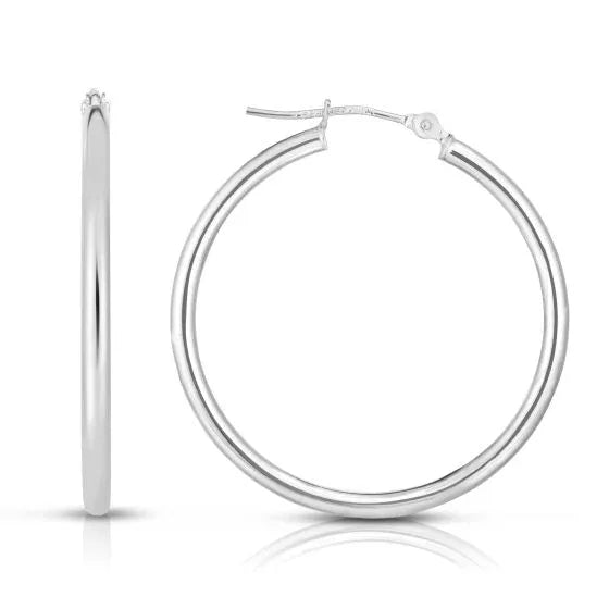 14k white gold u-wire 40mm hoop earring - Shami Fine Watchmaking & Jewelry