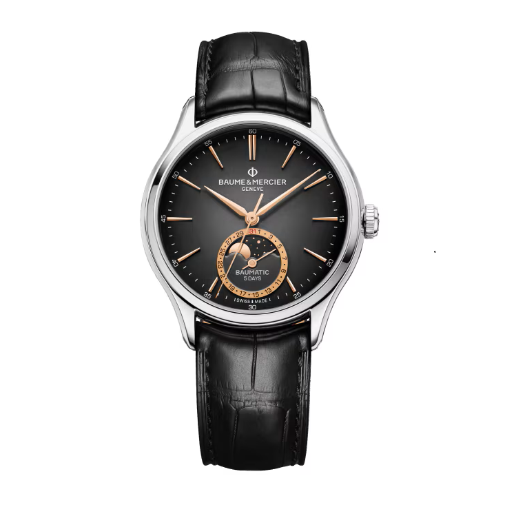 Clifton 10758 Automatic watch, Moon phase date, 39mm, Leather