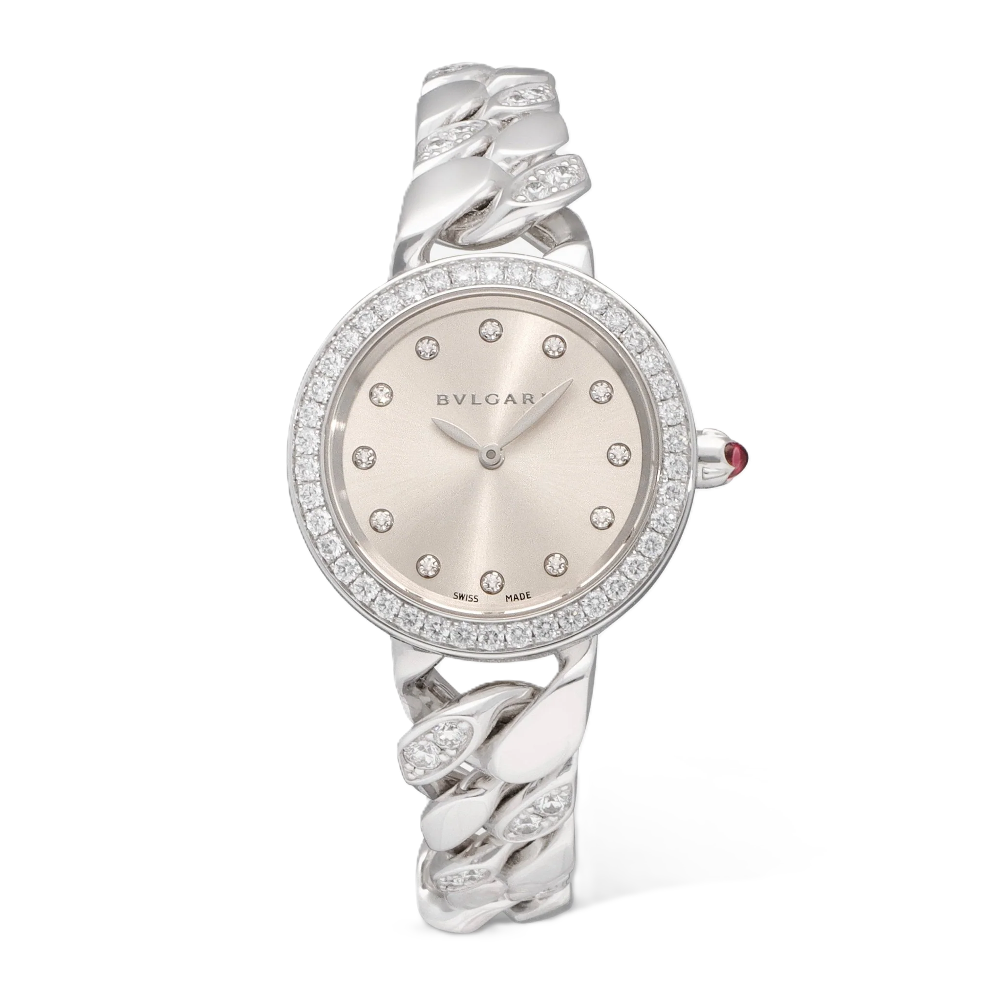 Bulgari Bulgari Catene 18K White Gold Silver Soleil Diamond Quartz Ladies Watch