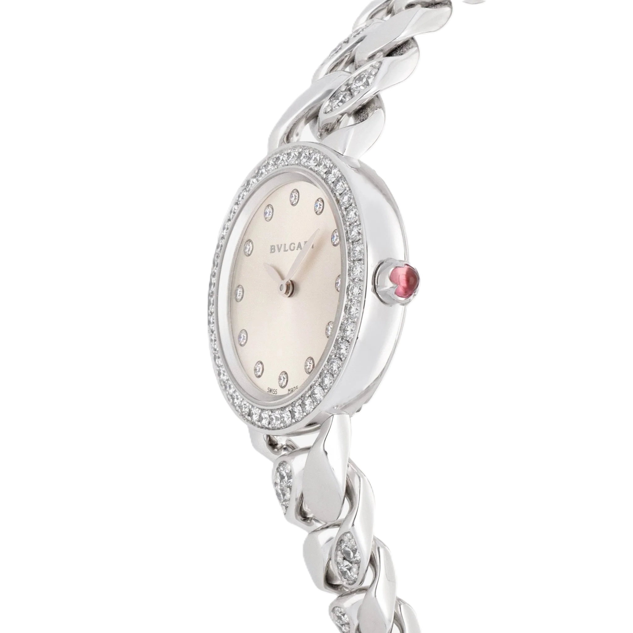 Bulgari Bulgari Catene 18K White Gold Silver Soleil Diamond Quartz Ladies Watch
