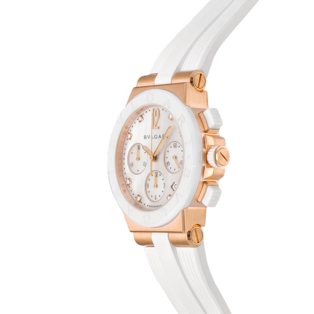 Bulgari Diagono Chronograph 18K Rose Gold Diamond Automatic Watch