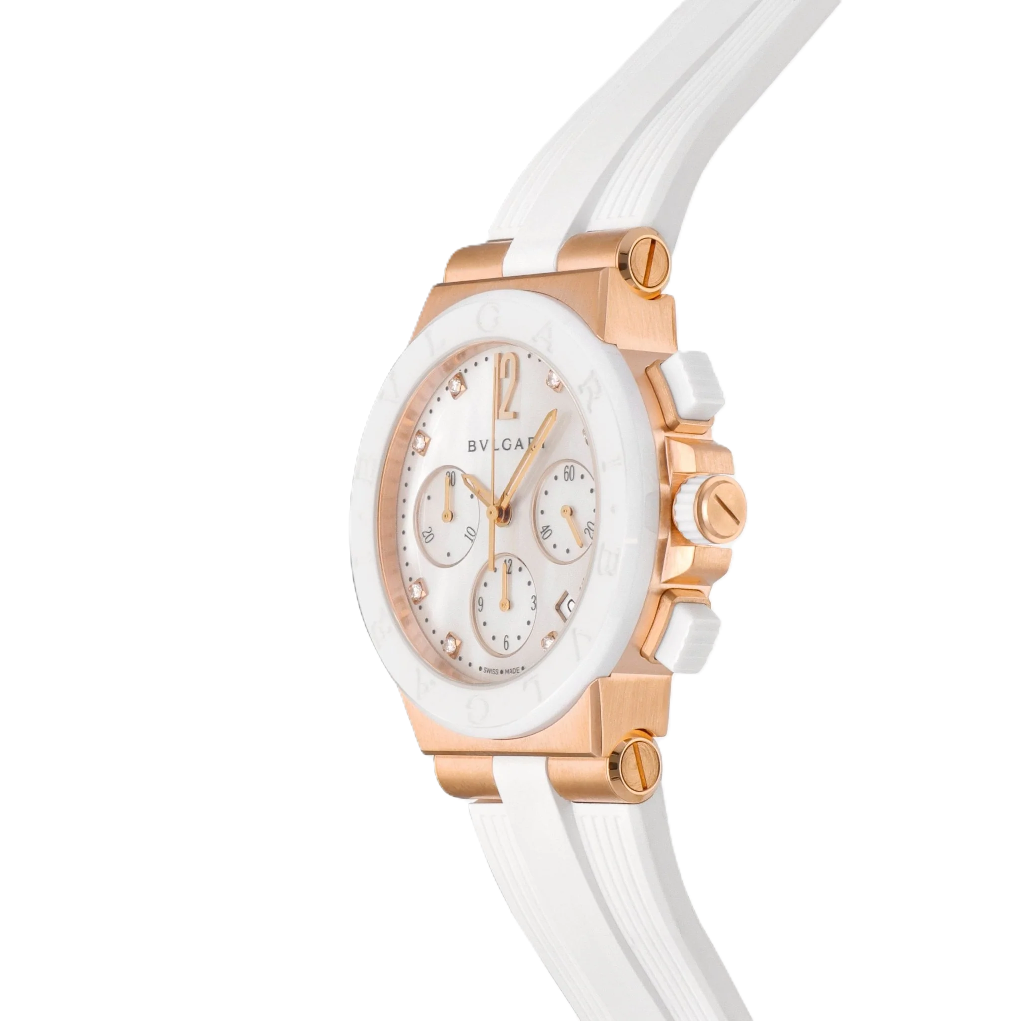 Bulgari Diagono Chronograph 18K Rose Gold Diamond Automatic Watch