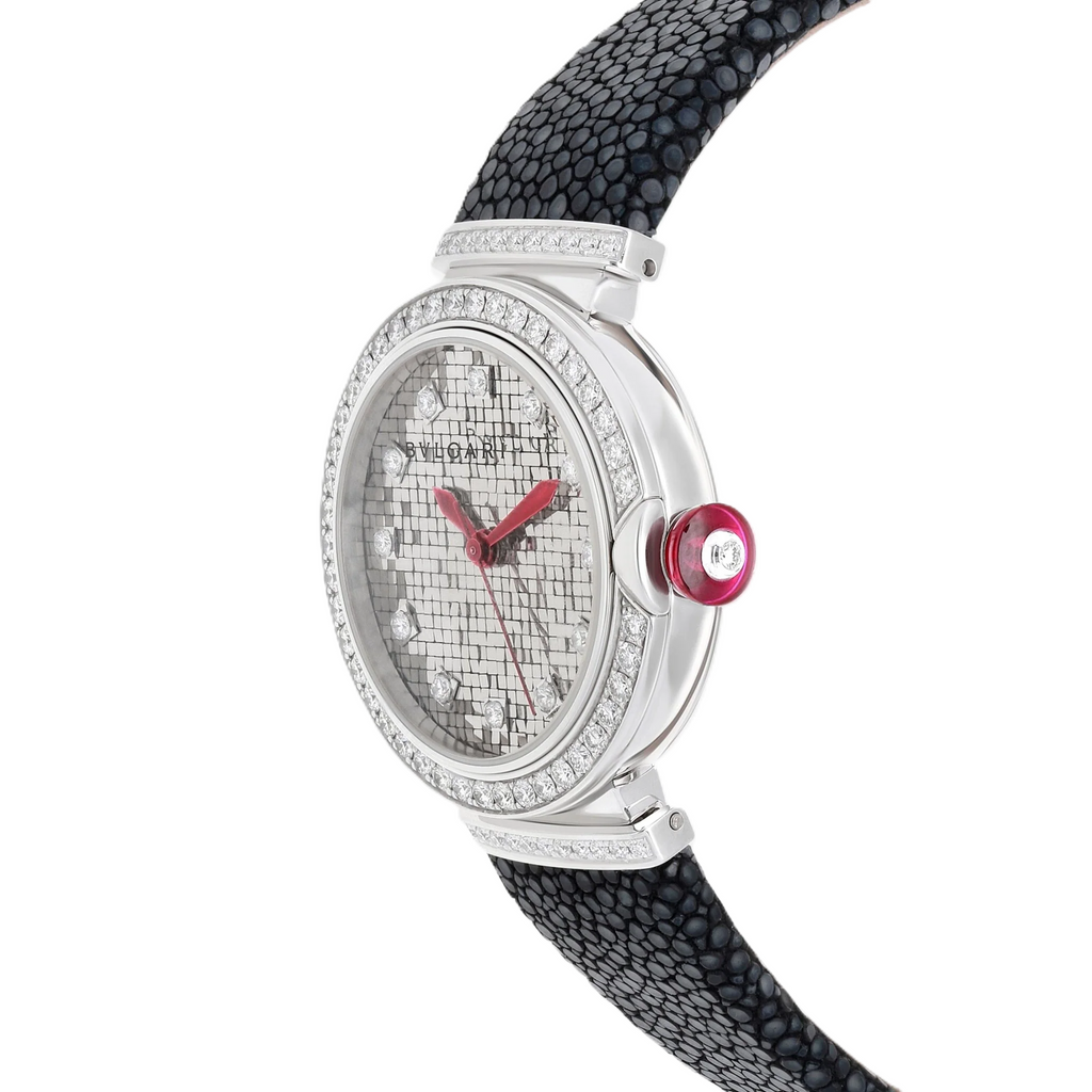 Bulgari Lvcea 18K White Gold 33mm Diamond Automatic Ladies Watch