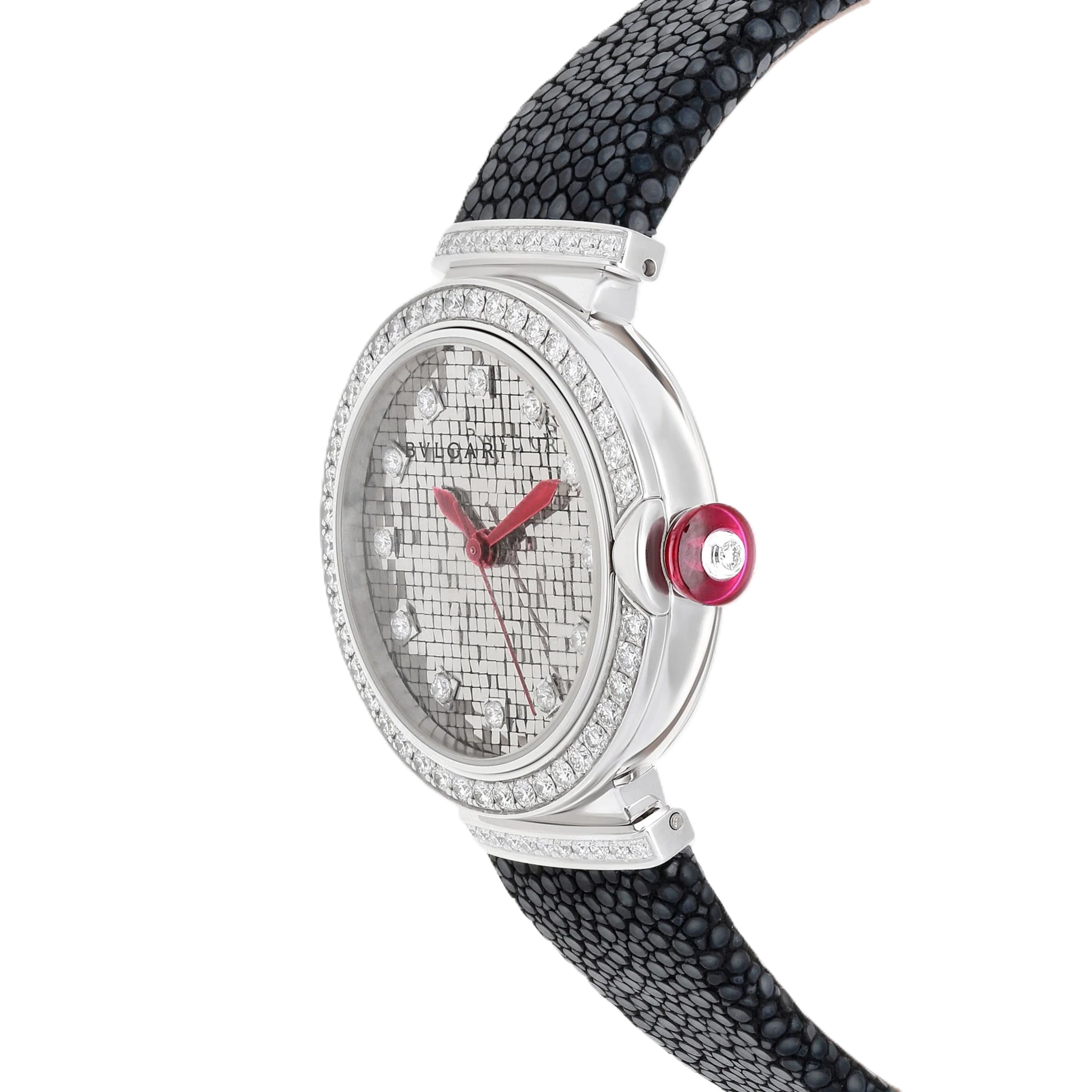 Bulgari Lvcea 18K White Gold 33mm Diamond Automatic Ladies Watch