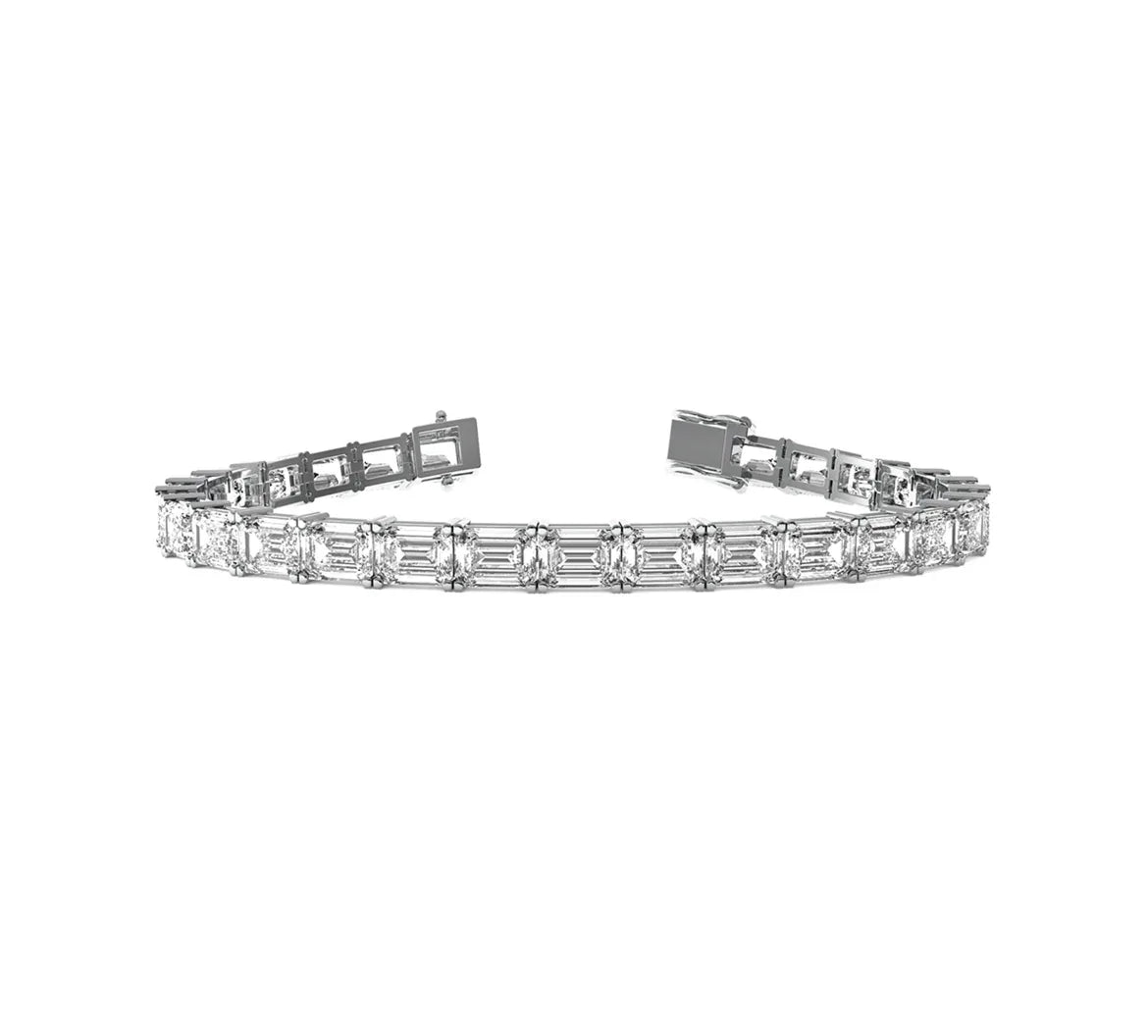 14k white gold Emerald Cut Lab Diamond Tennis Bracelet, 4.54 carats - Shami Fine Watchmaking & Jewelry