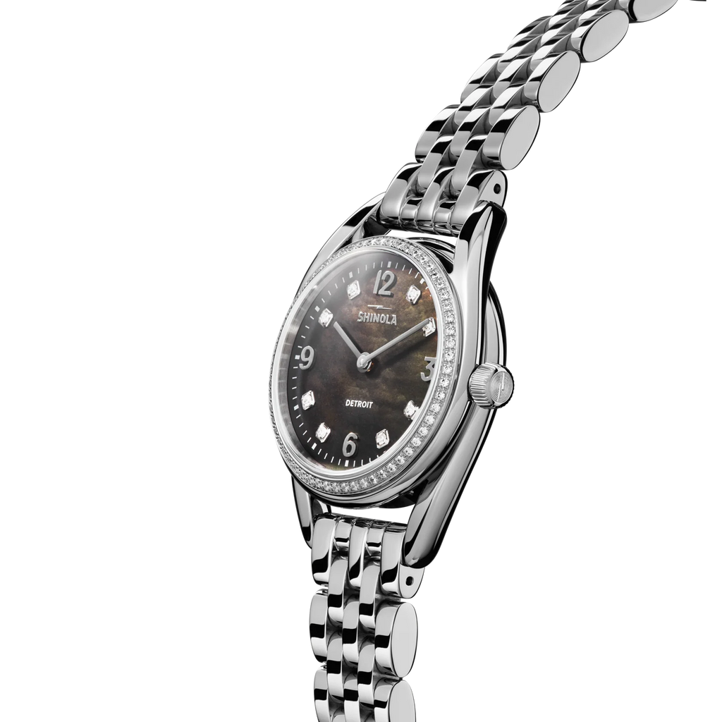 Shinola Diamond Derby 30.5mm Diamond Bezel and Black Diamond Dial, Stainless Steel