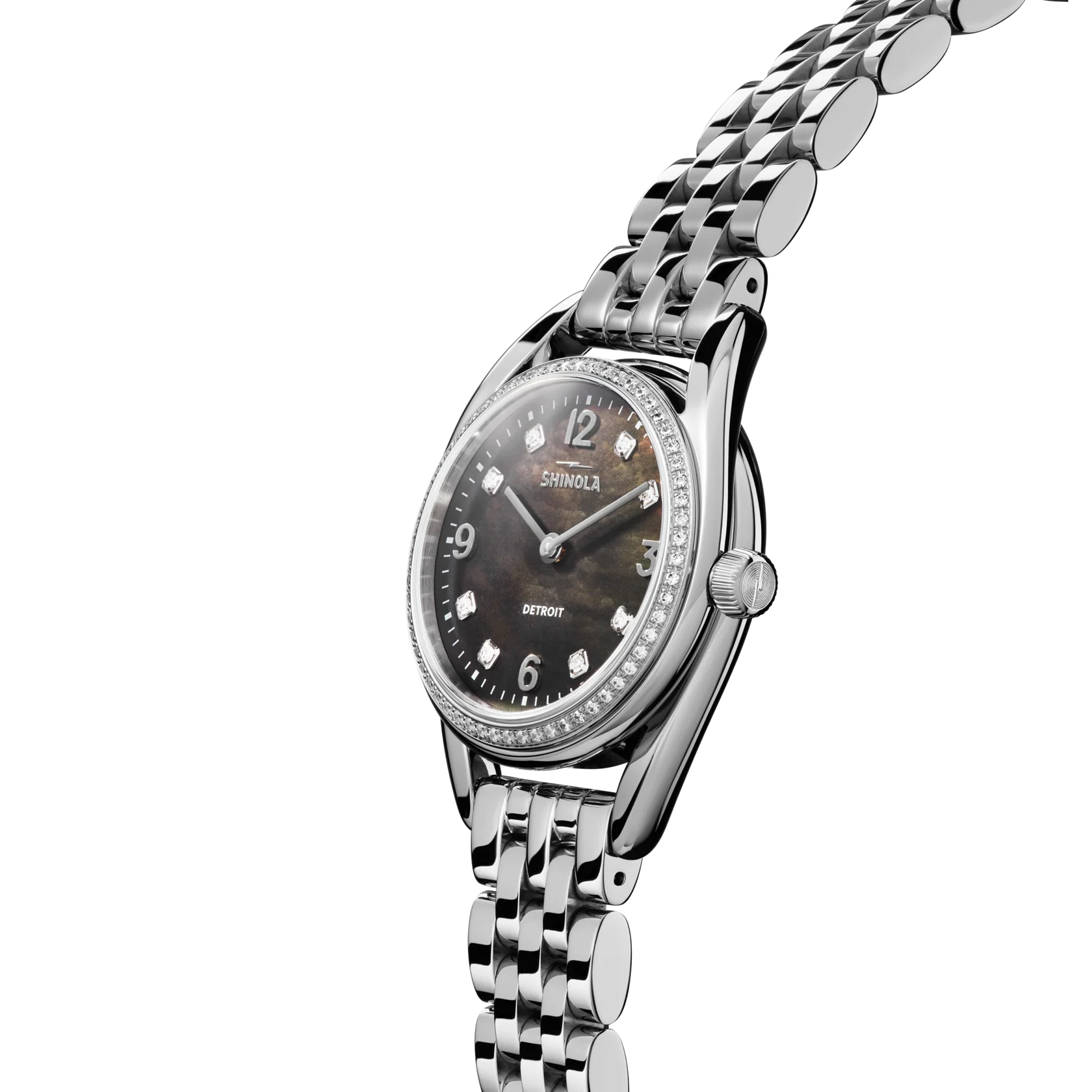 Shinola Diamond Derby 30.5mm Diamond Bezel and Black Diamond Dial, Stainless Steel
