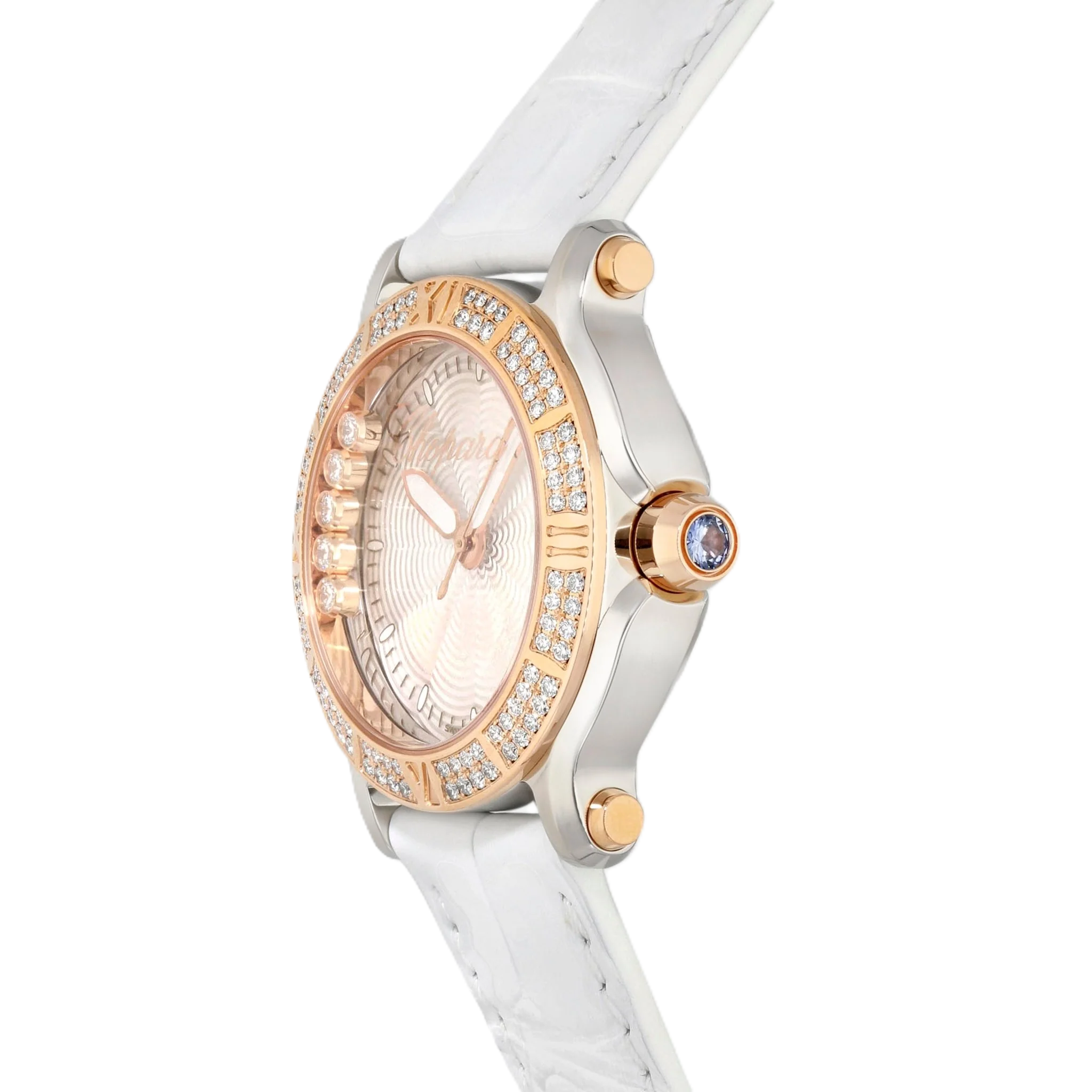 Chopard Happy Sport 18K Rose Gold Diamond Silver Dial Quartz Ladies Watch