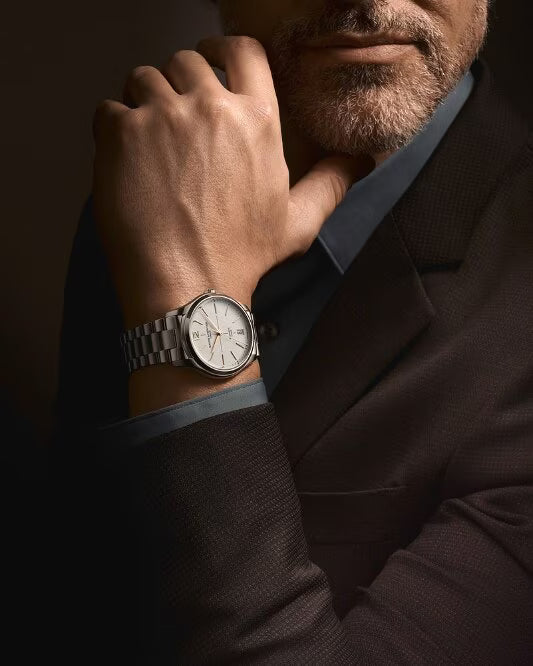 Clifton 10793 39mm Steel Case & Bezel, Exhibition Back, Automatic, White Dial, Steel Bracelet