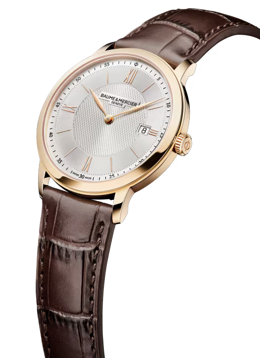 Classima 10857 40mm Steel Case & Back, Quartz, Silver Sun Dial, Date Display, Leather