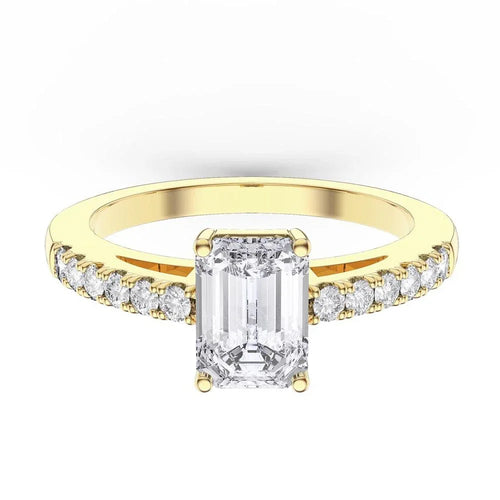 18k yellow gold IGI 3.00 carat F VS1 Emerald Cut Lab Grown Diamond Ring - Shami Fine Watchmaking & Jewelry