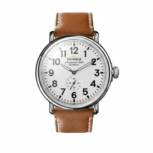 Shinola Runwell Argonite 1069 quartz 47mm white dial strap - Shami Fine Watchmaking & Jewelry