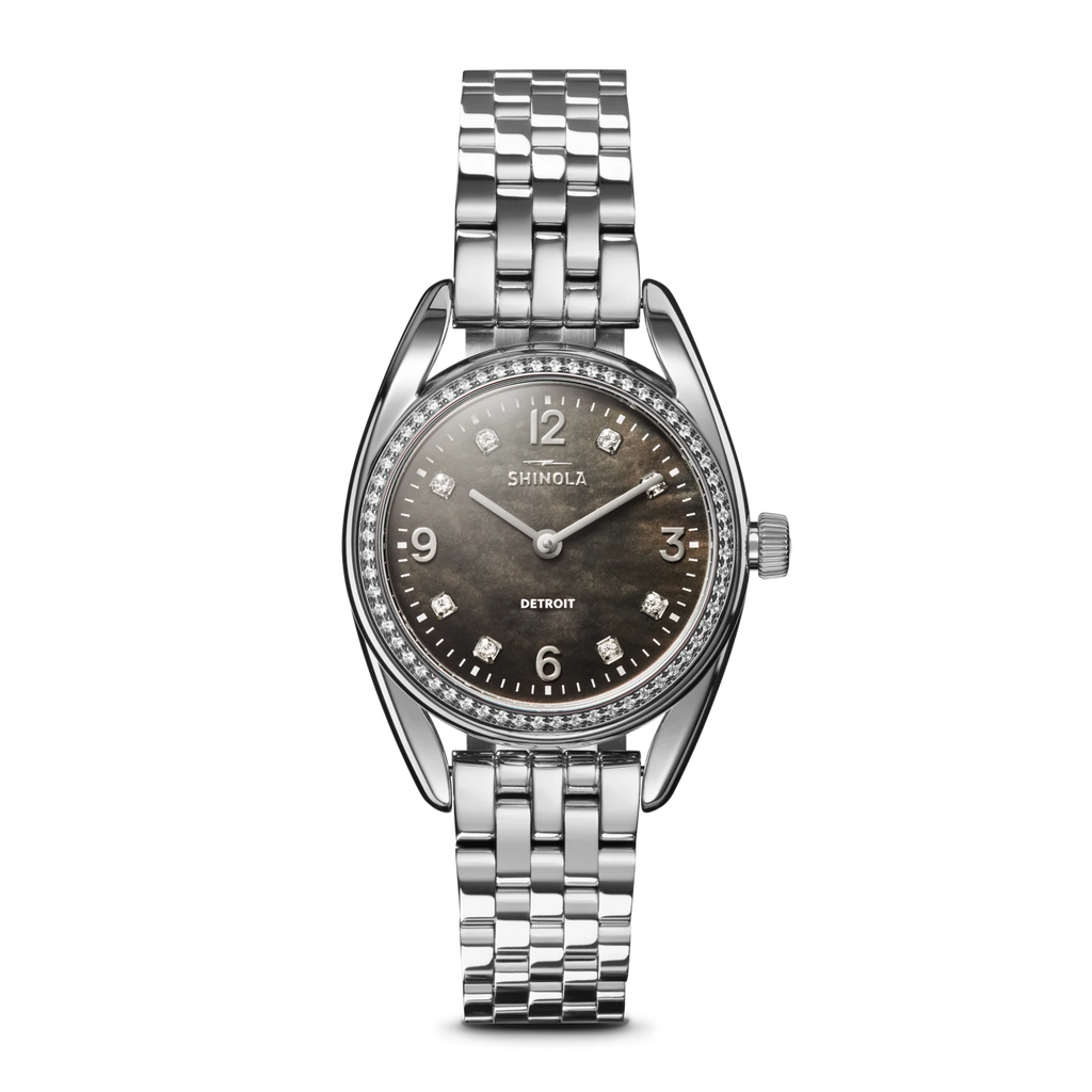 Shinola Diamond Derby 30.5mm Diamond Bezel and Black Diamond Dial, Stainless Steel