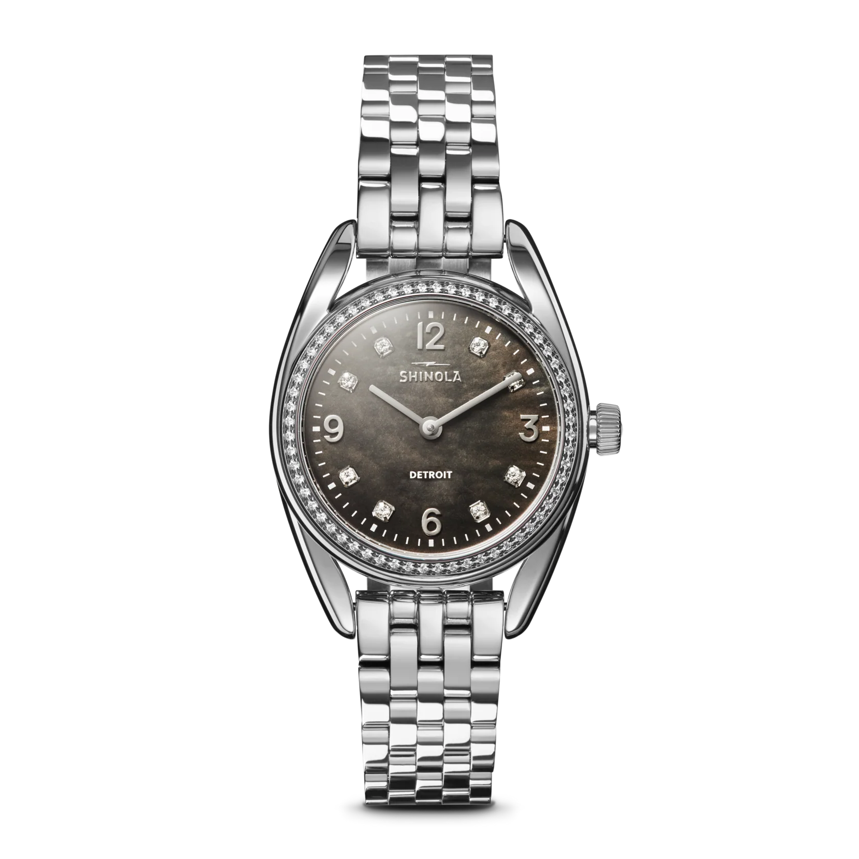Shinola Diamond Derby 30.5mm Diamond Bezel and Black Diamond Dial, Stainless Steel