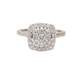 14k White Gold 1 carat Cluster Halo Diamond Ring with matching band - Shami Fine Watchmaking & Jewelry