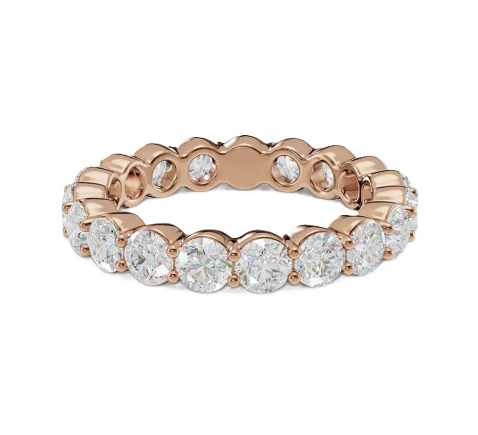 14k Gold Lab Round Brilliant Diamond Common Prong Eternity Band - Shami Fine Watchmaking & Jewelry