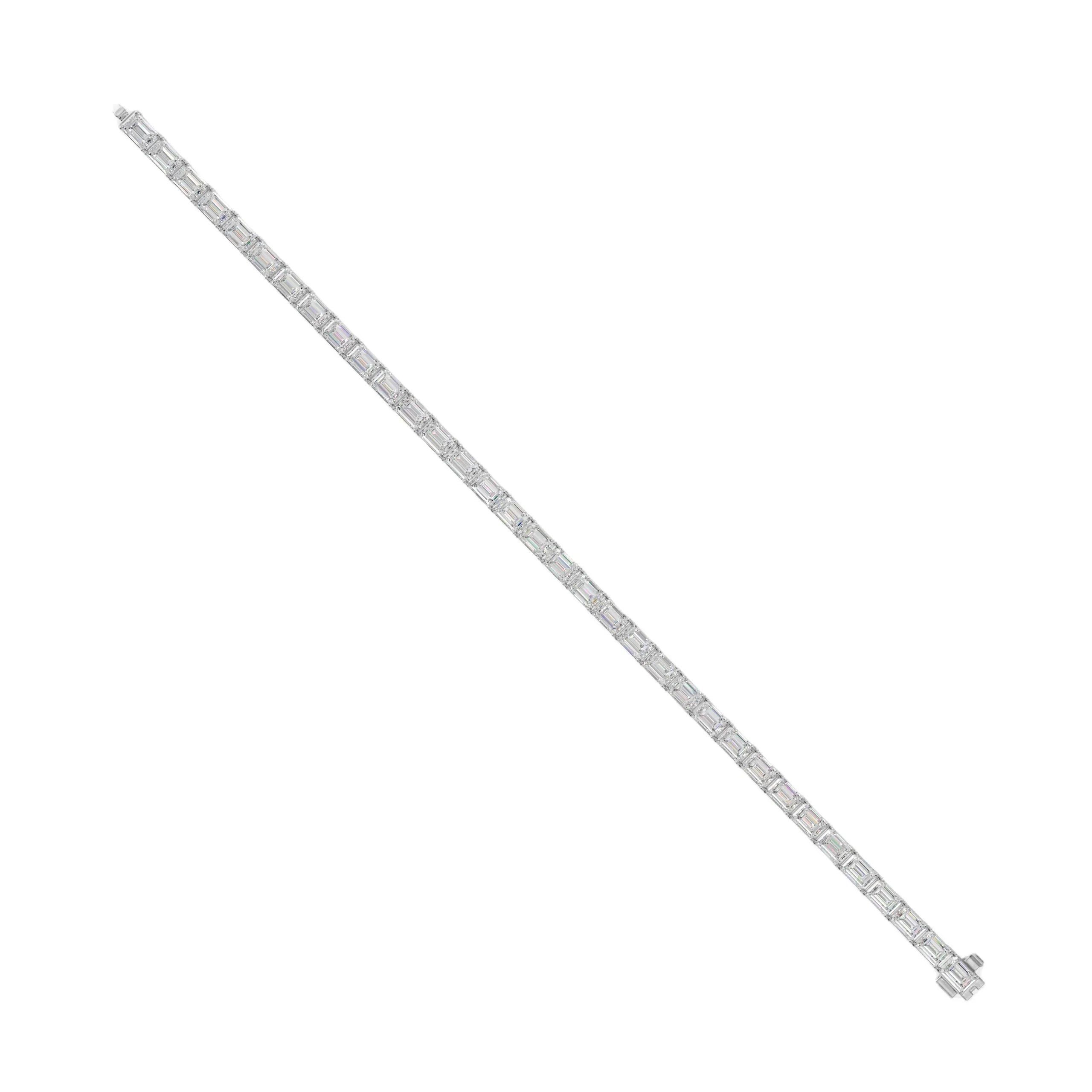 14k Gold Emerald Cut E/F, VS+ East-West Lab Diamond Tennis Bracelet - Shami Fine Watchmaking & Jewelry