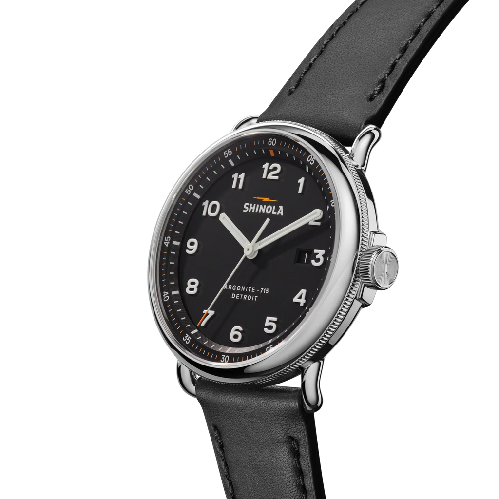 Shinola Canfield C56 quartz 43mm Black Dial, strap