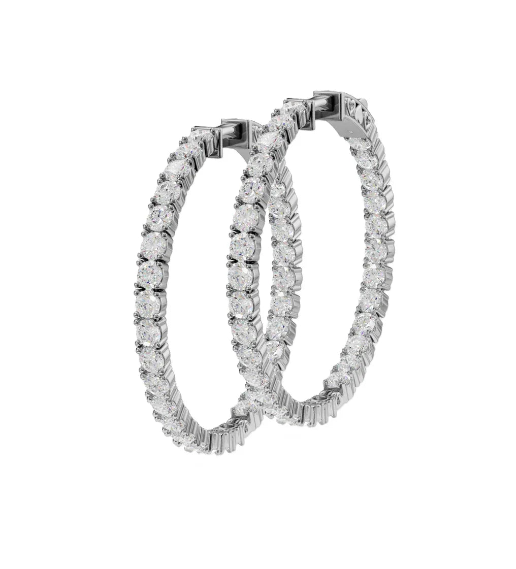 14k Gold Round Brilliant Lab Diamond Round hinged earrings. - Shami Fine Watchmaking & Jewelry