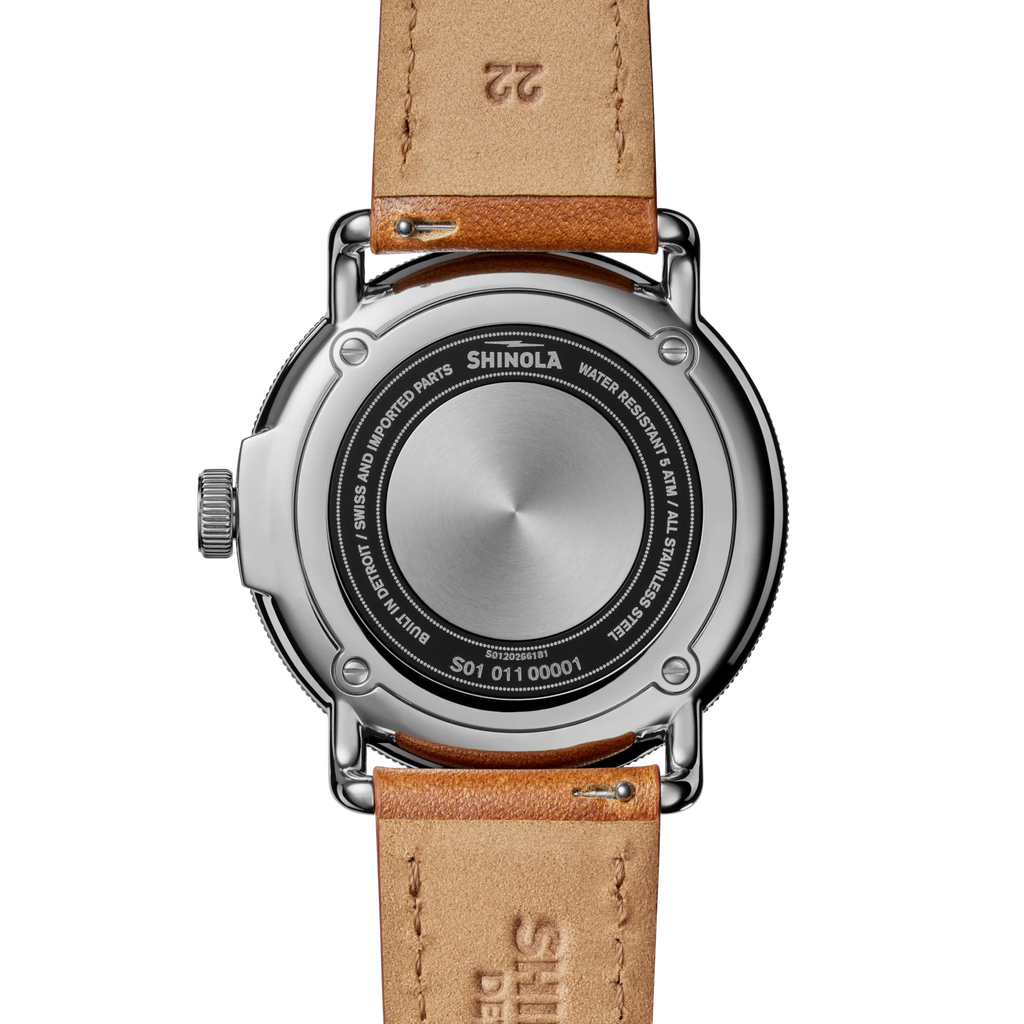 Shinola Canfield C56 quartz 43mm Cream Dial, Red Rehaut, strap