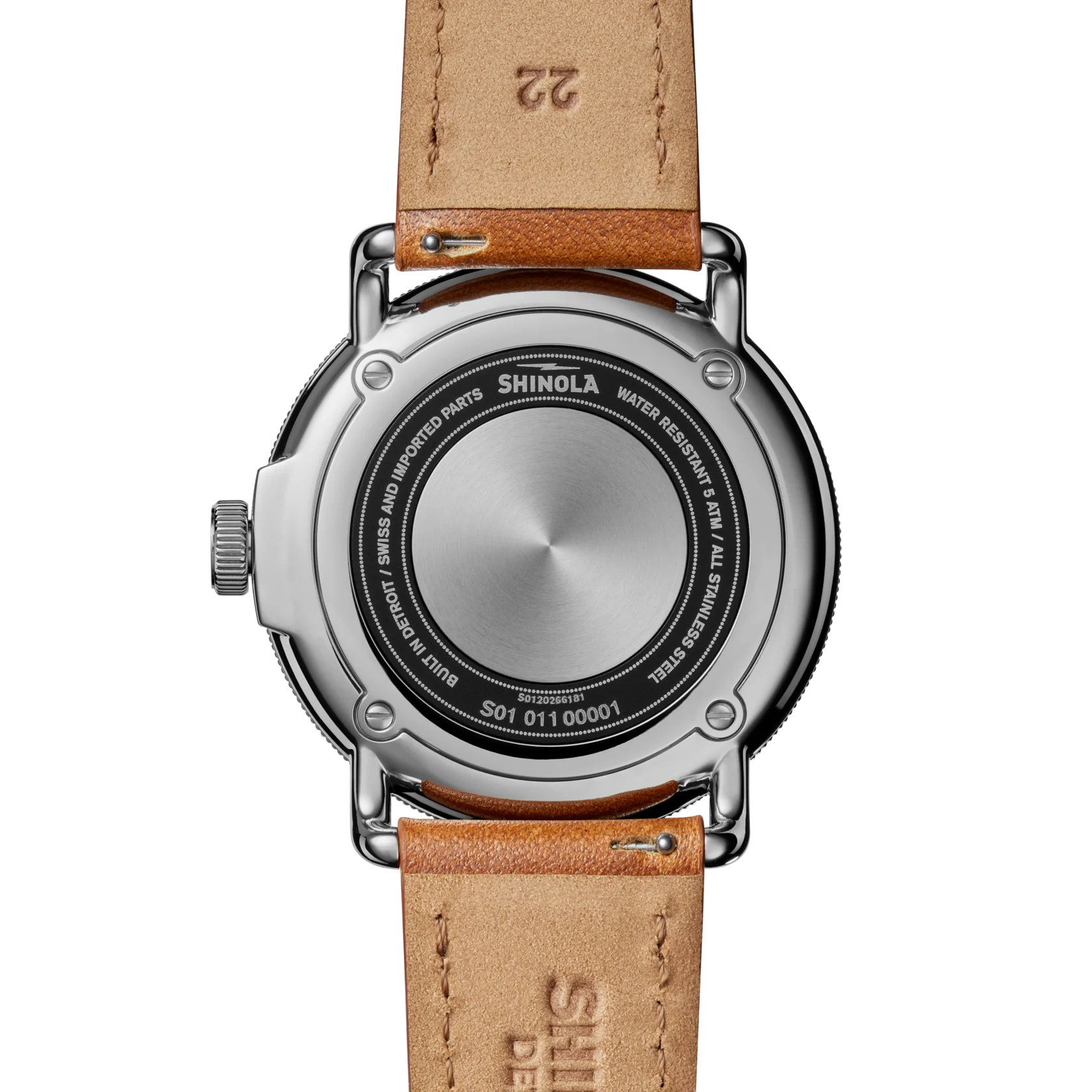 Shinola Canfield C56 quartz 43mm Cream Dial, Red Rehaut, strap