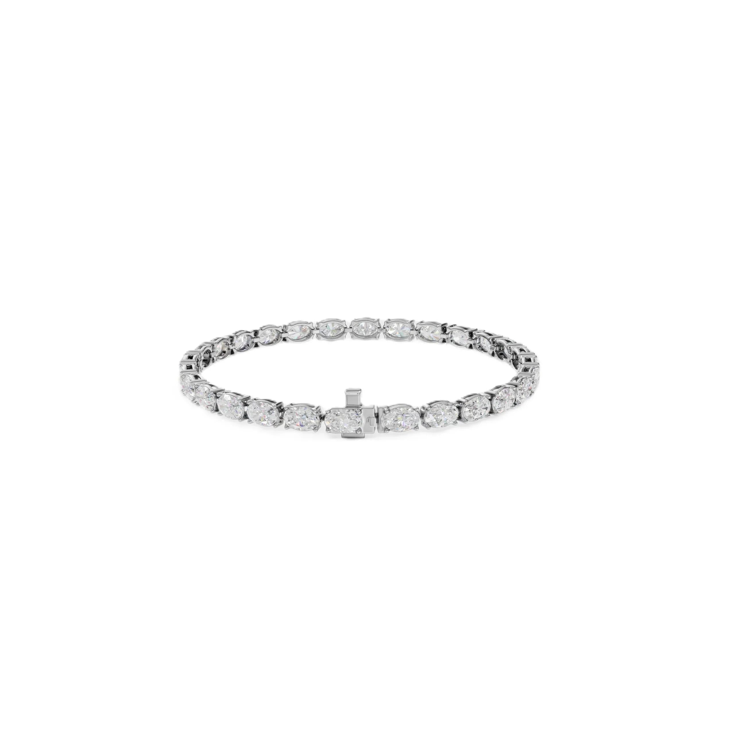 14k Gold Oval Brilliant Cut E/F, VS+ East-West Lab Diamond Tennis Bracelet - Shami Fine Watchmaking & Jewelry
