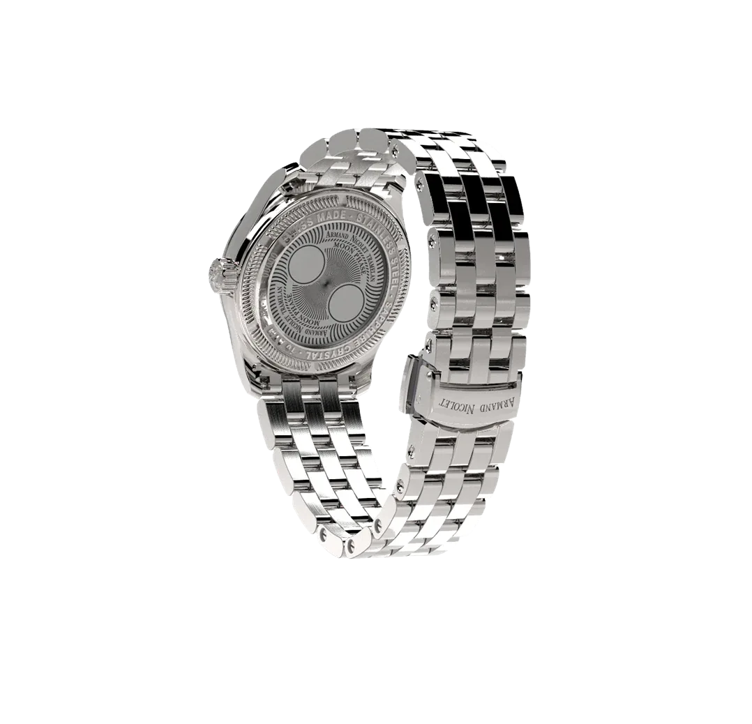 ARMAND NICOLET M03-4, Quartz Moon Phase Ronda 708 with Rose Volcanic Sand Dial - Shami Fine Watchmaking & Jewelry