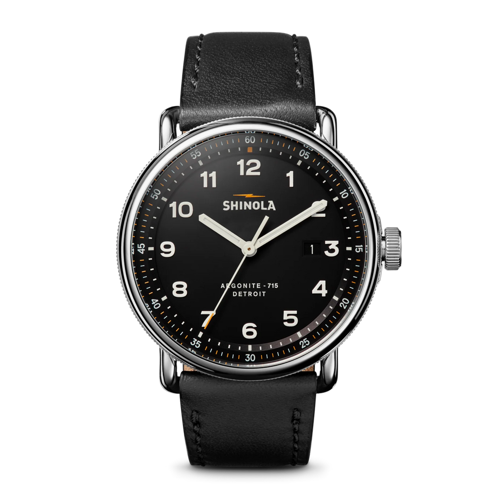 Shinola Canfield C56 quartz 43mm Black Dial, strap