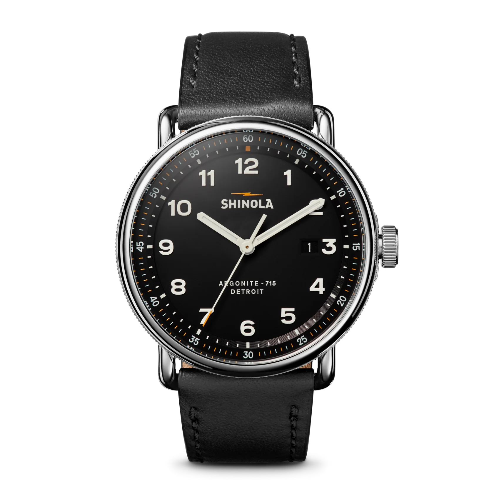 Shinola Canfield C56 quartz 43mm Black Dial, strap