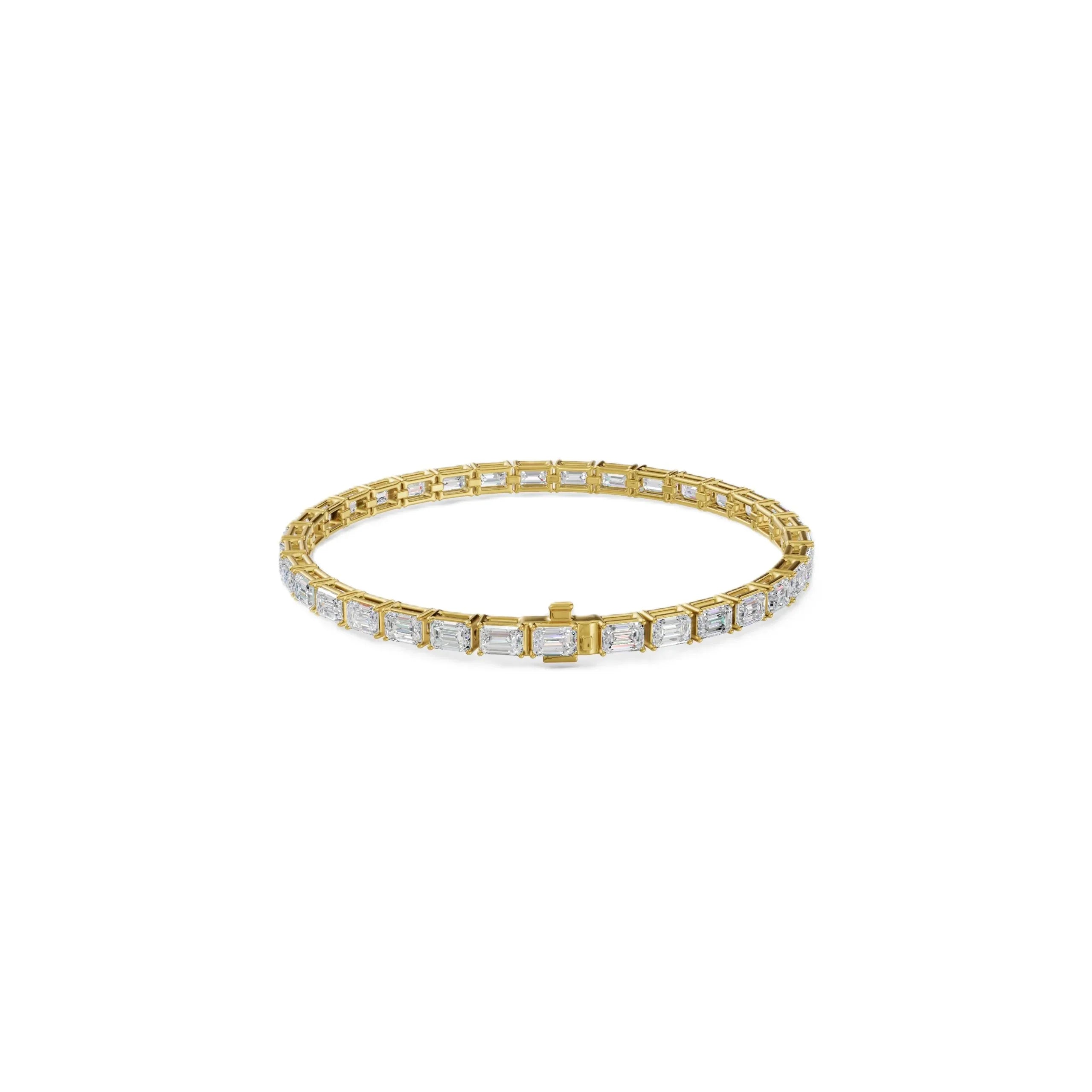 14k Gold Emerald Cut E/F, VS+ East-West Lab Diamond Tennis Bracelet - Shami Fine Watchmaking & Jewelry