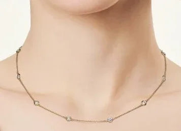 14k yellow gold, dby necklace, 0.65 carats natural diamond, 18 inch. - Shami Fine Watchmaking & Jewelry