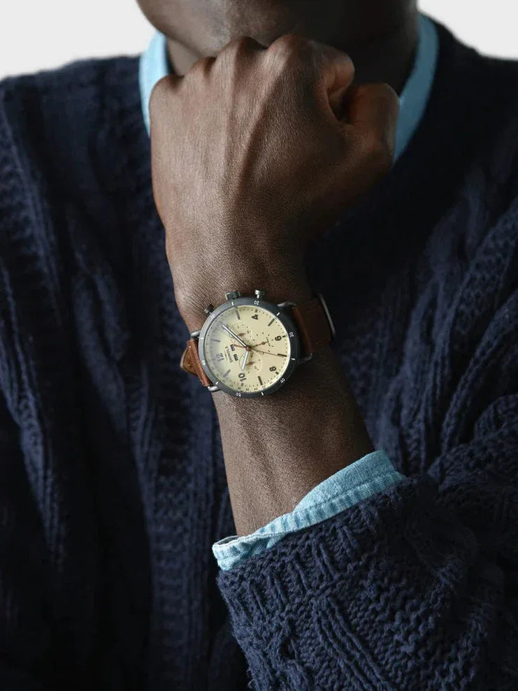 Shinola Canfield Sport chrono quartz 45mm cream dial strap - Shami Fine Watchmaking & Jewelry