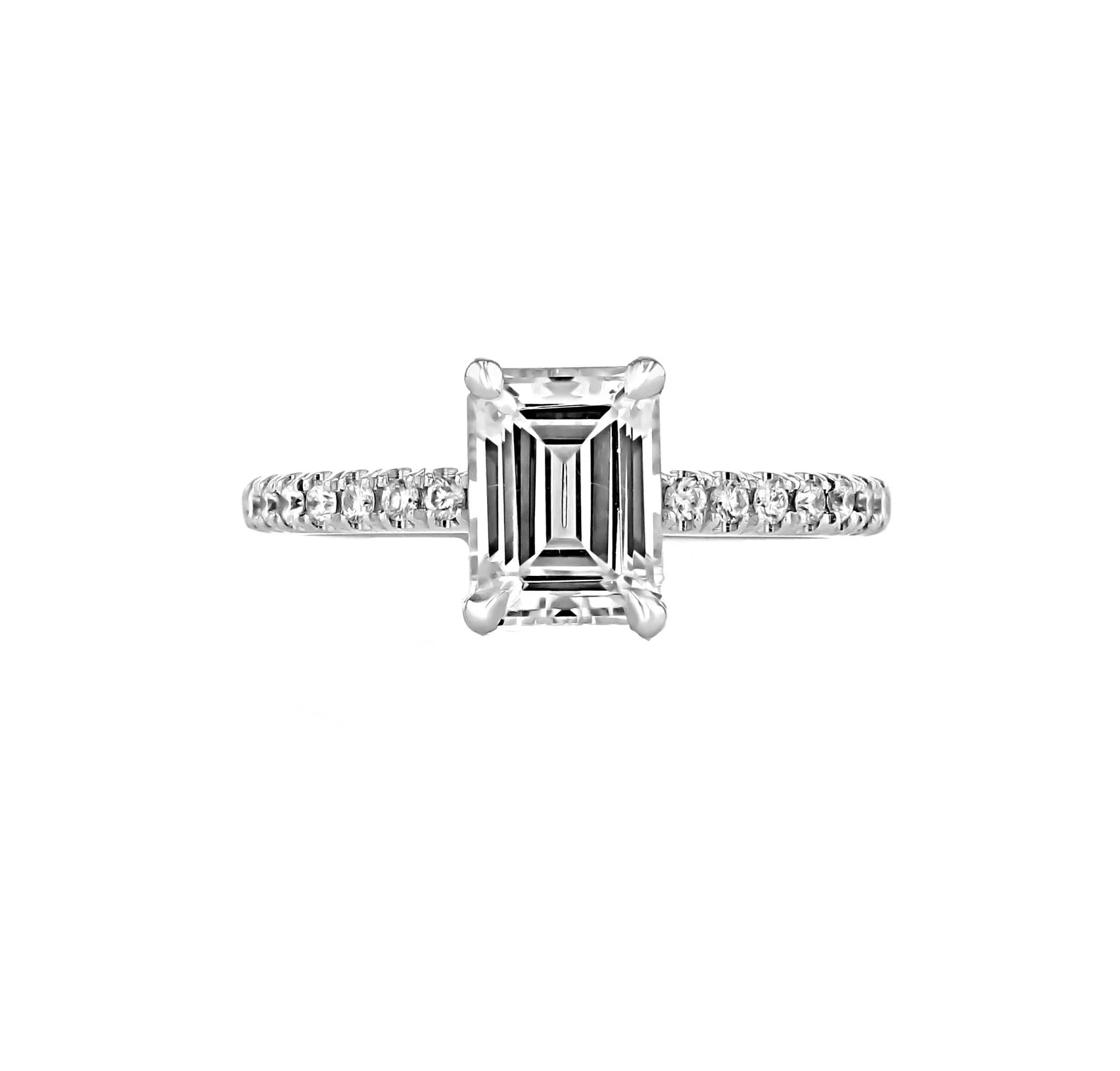 18k White Gold IGI 3.05 carat F VS2 Emerald Lab Diamond Ring - Shami Fine Watchmaking & Jewelry