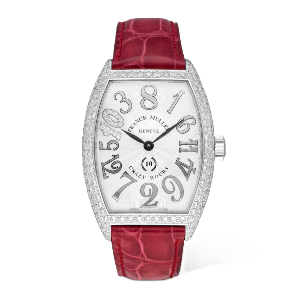 Franck Muller Cintree Curvex Crazy Hours 18K White Gold Diamond Automatic Unisex Watch