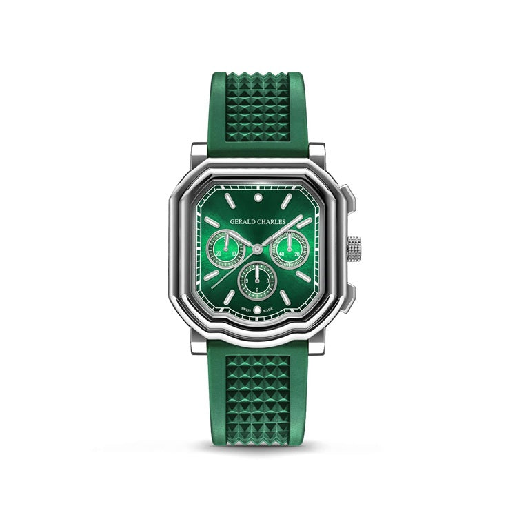 Gerald Charles Maestro 3.0 Chronograph Automatic, 39mm Stainless steel with Emerald Green Dial and rubber strap