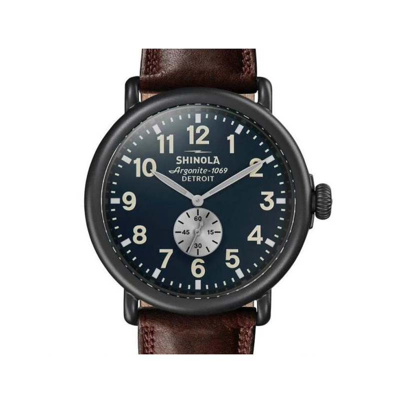 Shinola Runwell Argonite 1069 quartz 47mm black dial Gunmetal PVD, strap