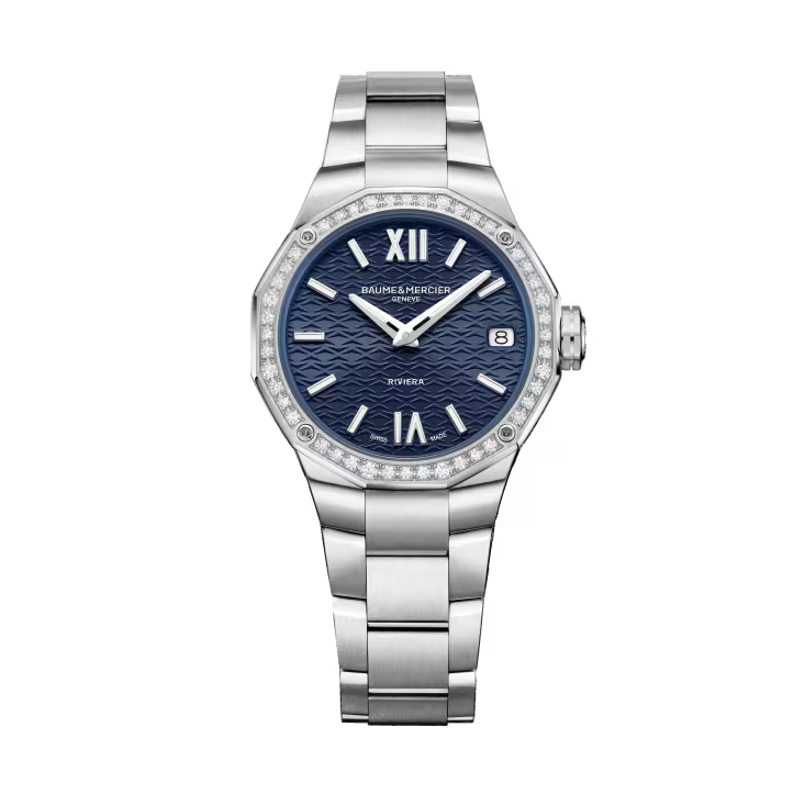 Riviera 10765 Quartz, Date display, Diamond-set 33mm Steel Case & Bracelet