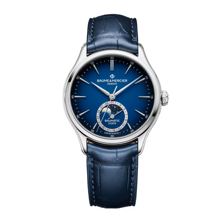 Clifton 10756 Automatic watch, Moon phase date, 39mm, Leather Strap