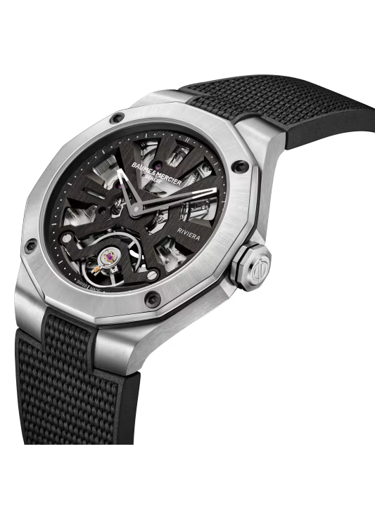 Riviera 10721 Automatic, Skeleton Dial, 42mm Steel Case, Rubber Strap