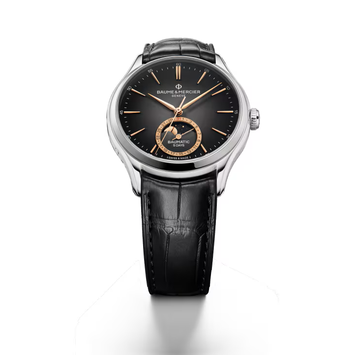 Clifton 10758 Automatic watch, Moon phase date, 39mm, Leather