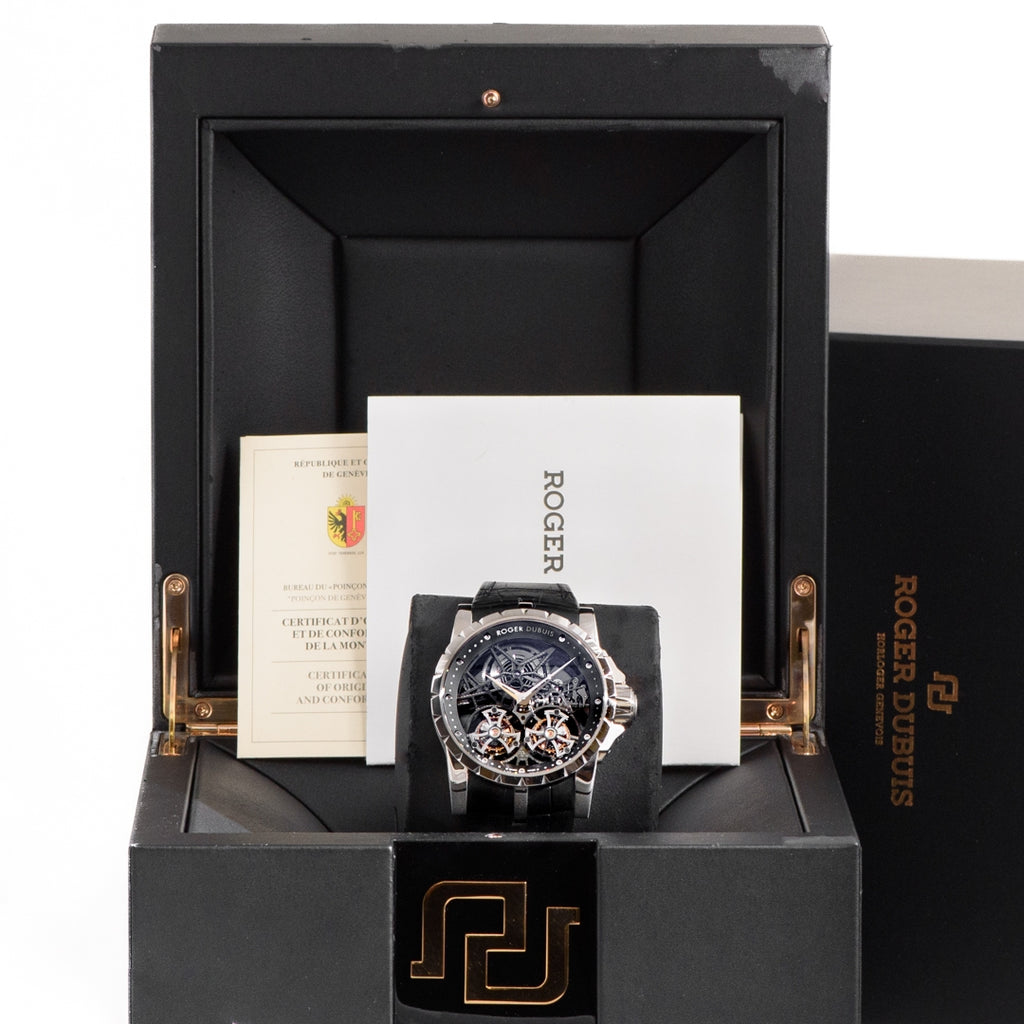 Roger Dubuis Excalibur Skeleton Double Tourbillon RDDBEX0281 45mm 18k white gold