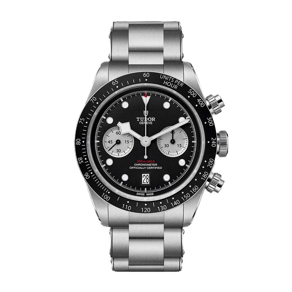TUDOR 41mm Black Bay Chrono, Black Dial, Stainless Steel Bracelet (M79360N-0011), 2023 B&P