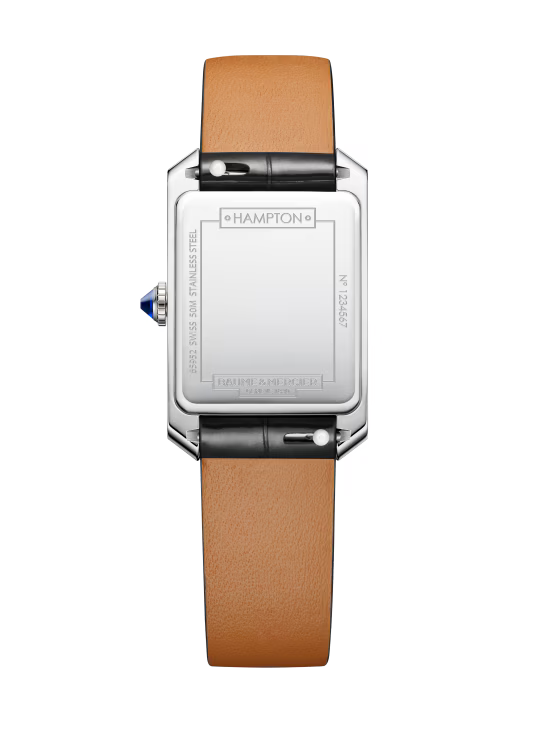 Hampton 10795 35mm x 22mm Steel Case, Quartz, Silver Dial, Leather