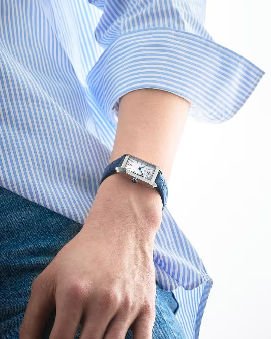 Hampton 10795 35mm x 22mm Steel Case, Quartz, Silver Dial, Leather