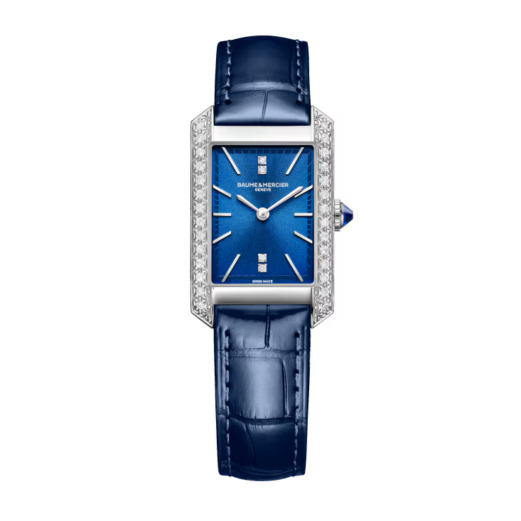 Hampton 10709 Quartz, Diamond-Set 35 x 22 mm Steel Case, Leather Strap