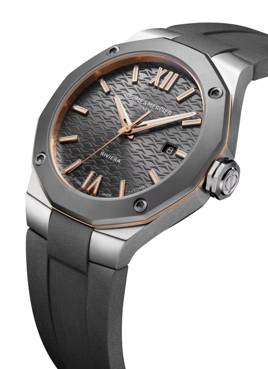 Riviera 10660 Automatic, Steel Titanium 42mm Case, Rubber Strap