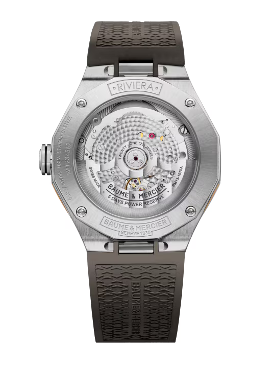 Riviera 10720 39mm Steel Case, Dodecagonal Titanium Bezel, Exhibition Back, Automatic, Grey Dial, Elasto HNBR Strap